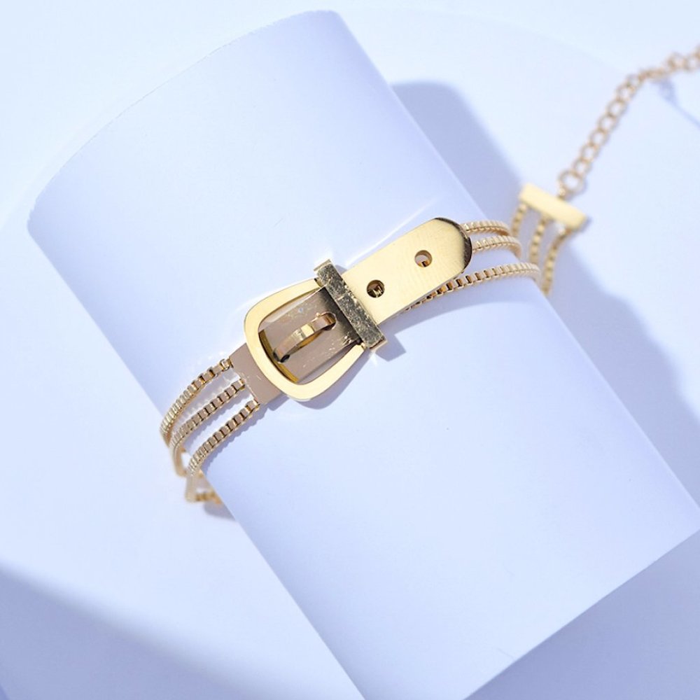 The Belt Buckle Bracelet in Gold Plated Brass SHIP 2-3 days - Picture 3 of 5